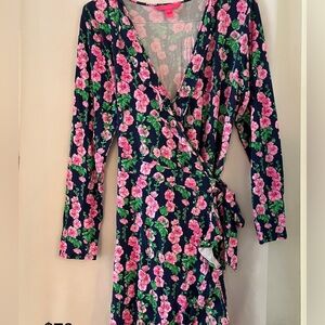 Lilly Pulitzer Navy Jumpsuit with Pink and Green Floral